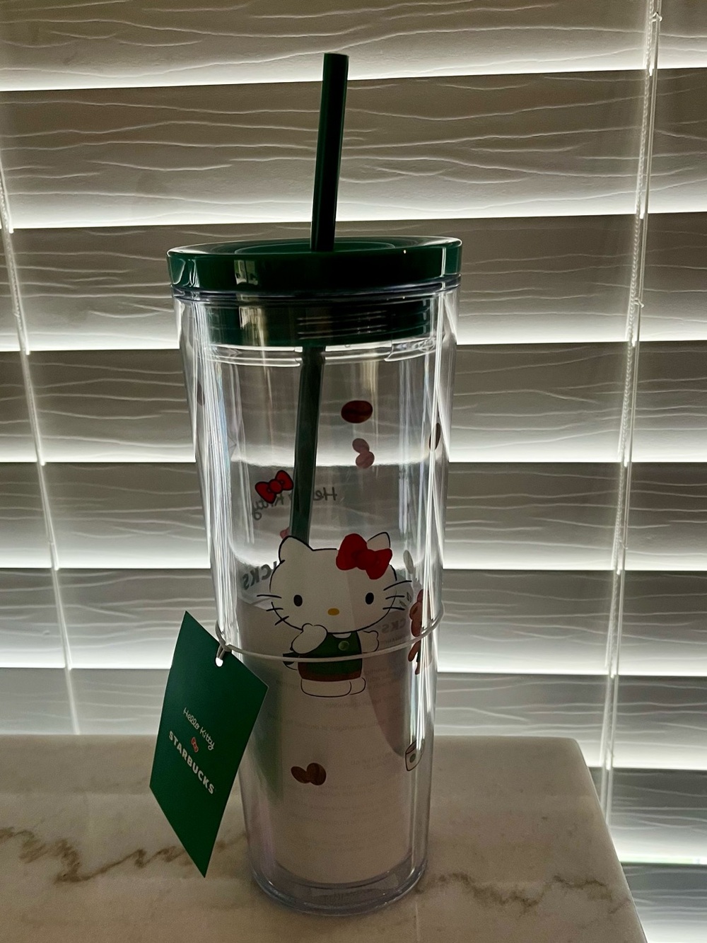 Starbucks Hello Kitty 24 oz Tumbler Cup Straw Sanrio 2025 Green NEW WITH TAGS